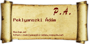 Peklyanszki Ádám névjegykártya